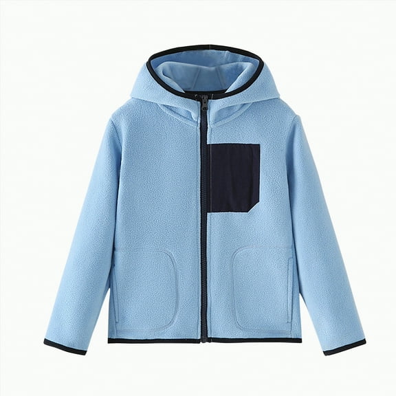 Hessimy Girls Fleece Jacket Full Zip Fall Winter Soft Coat Outwear With Pockets (Blue,10-11Y)