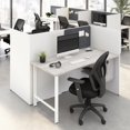 thumbnail image 1 of Hustle 60W 2 Person Cubicle Desk with Storage in White/Gray - Engineered Wood, 1 of 7