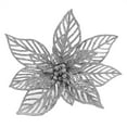 thumbnail image 1 of Holiday Time 9IN Silver Glitter Poinsettia Pick, 1 of 4