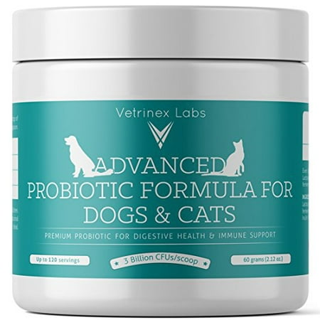 Vetrinex Labs Probiotics for Dogs and Cats with Prebiotic - 3 Billion CFU. 7 Strains - Best Supplement for Relief from Diarrhea, Skin & Yeast Infections,