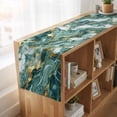 thumbnail image 6 of Green Ombre Golden Marble Table Runner, Abstract Marble Crack Washable Cotton Linen Table Runners 72 Inches Long, Dresser Scarf Runner for Dining/Coffee/TV Stands/Kitchen/Cabinets 16''x72'', 6 of 9