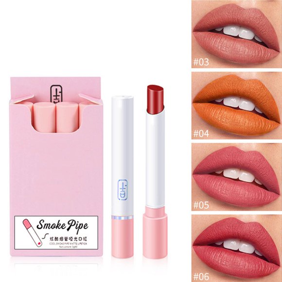 SIfdSeng Korean Lip Stain 4 Pack Lipstick Set Lipstick Color Changing Lipsticks for Women Mini Small Pipe Candy Pipe Lipstick Pink Rose Lavender All Day Makeup Lipstick Korean Lip Stain