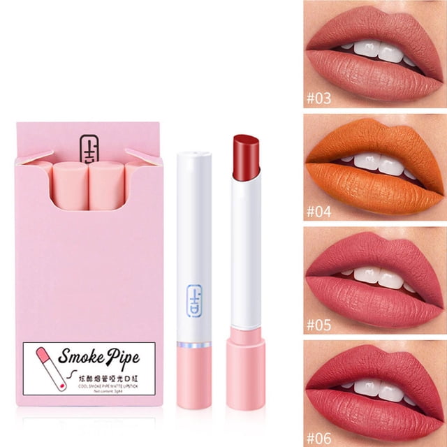 SIfdSeng Korean Lip Stain 4 Pack Lipstick Set Lipstick Color Changing Lipsticks for Women Mini Small Pipe Candy Pipe Lipstick Pink Rose Lavender All Day Makeup Lipstick Korean Lip Stain