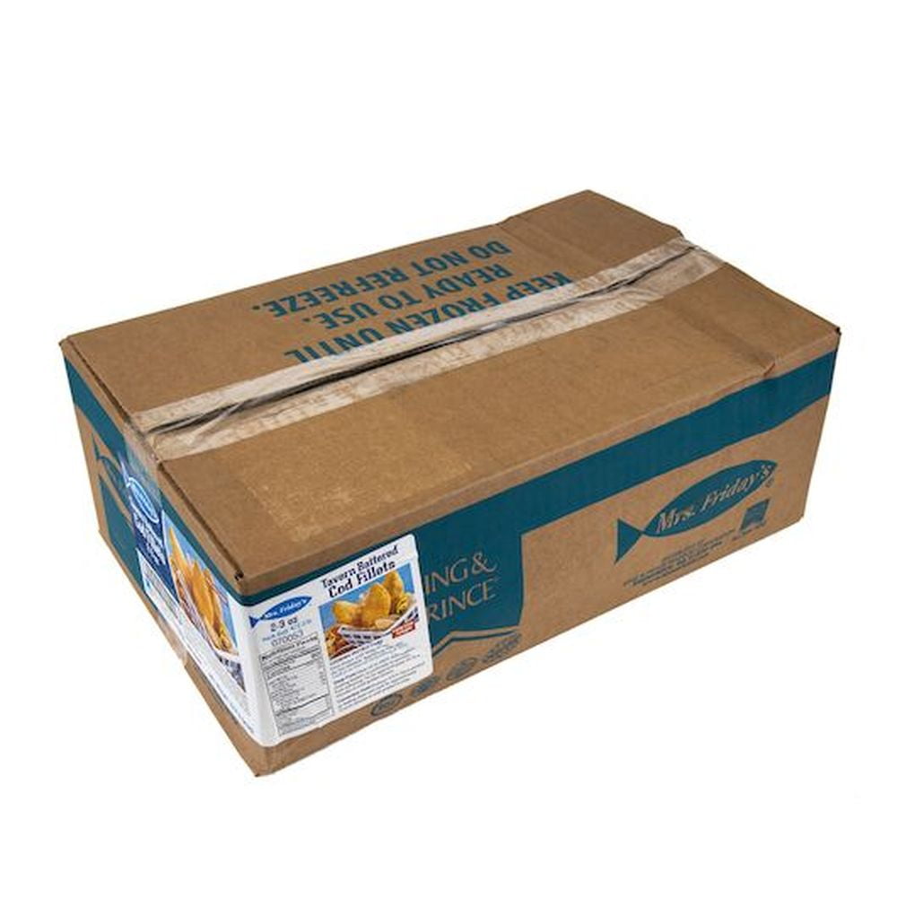 King and Prince Tavern 2 to 3 Ounce Battered Cod Fillet, 10 Pound