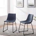 thumbnail image 5 of Navy Bar Stools Set of 2, Urban Industrial Faux Leather Armless Counter Stools with 19" Seat Height & Black Metal Legs, 5 of 6