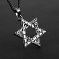thumbnail image 3 of HZMAN Magen Star of David Pendant Necklace Women Men Chain Silver Stainless Steel Israel Necklace (Black), 3 of 7