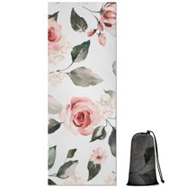 Pioneer Flower Floral Print Pattern Hot Yoga Mat Towel Non Slip for Hot Yoga - Quick-Drying Yoga Mat Cover with 4 Corner Pockets with Travel Bag - Hot Yoga Towel Non Slip 70"x26"