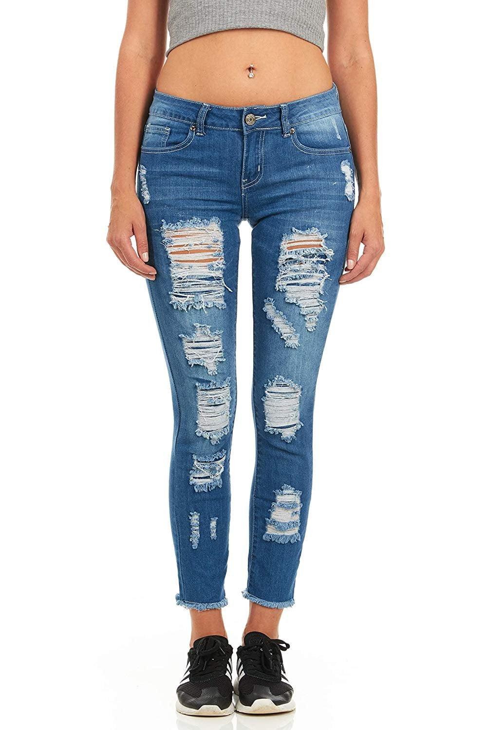 womens distressed jeans with patches