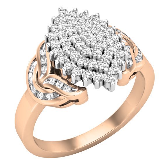 Dazzlingrock Collection Round White Diamond Cluster Right Hand Ring for Women (0.50 ctw, Color I-J, Clarity I2-I3) in 10K Rose Gold, Size 10