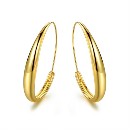 Tubular Hoop Earrings Made with 18k Yellow Gold Overlay