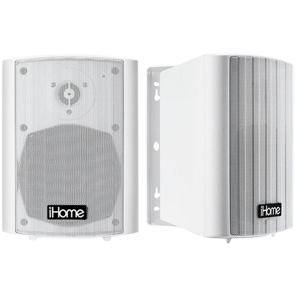 iHome IHSI-W400BT-PR-WHT Weatherproof Bluetooth 100Watt Pair of Speakers, White