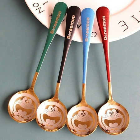 

Hobeauty 6.5 Soup Spoon Thickened Long Handle Stainless Steel Doraemon Lovely Coffee Spoon Restaurant Flatware
