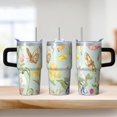 thumbnail image 2 of Butterfly 20oz Stainless Steel Tumbler with Handle and Straw – Insulated Travel Cup with Sliding Lid, 360° Full Wrap Printed Mug for Home, Outdoor & Sports Use, Spring, 2 of 6