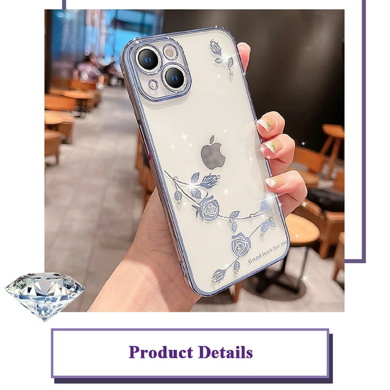 Dteck Flower Clear Case for iPhone 13 6.1 Inch, Soft Silicone