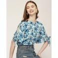 thumbnail image 3 of Moomaya WomenS Printed Round Neck Top, Tie-Up Cold Shoulder Top, 3 of 8
