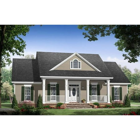 TheHouseDesigners-7028 Construction-Ready Small Traditional Country House Plan with Slab Foundation (5 Printed