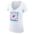 thumbnail image 2 of Women's G-III 4Her by Carl Banks White Oklahoma City Thunder Super-Slim Fit Lightweight Team Name Collage Graphic V-Neck, 2 of 3