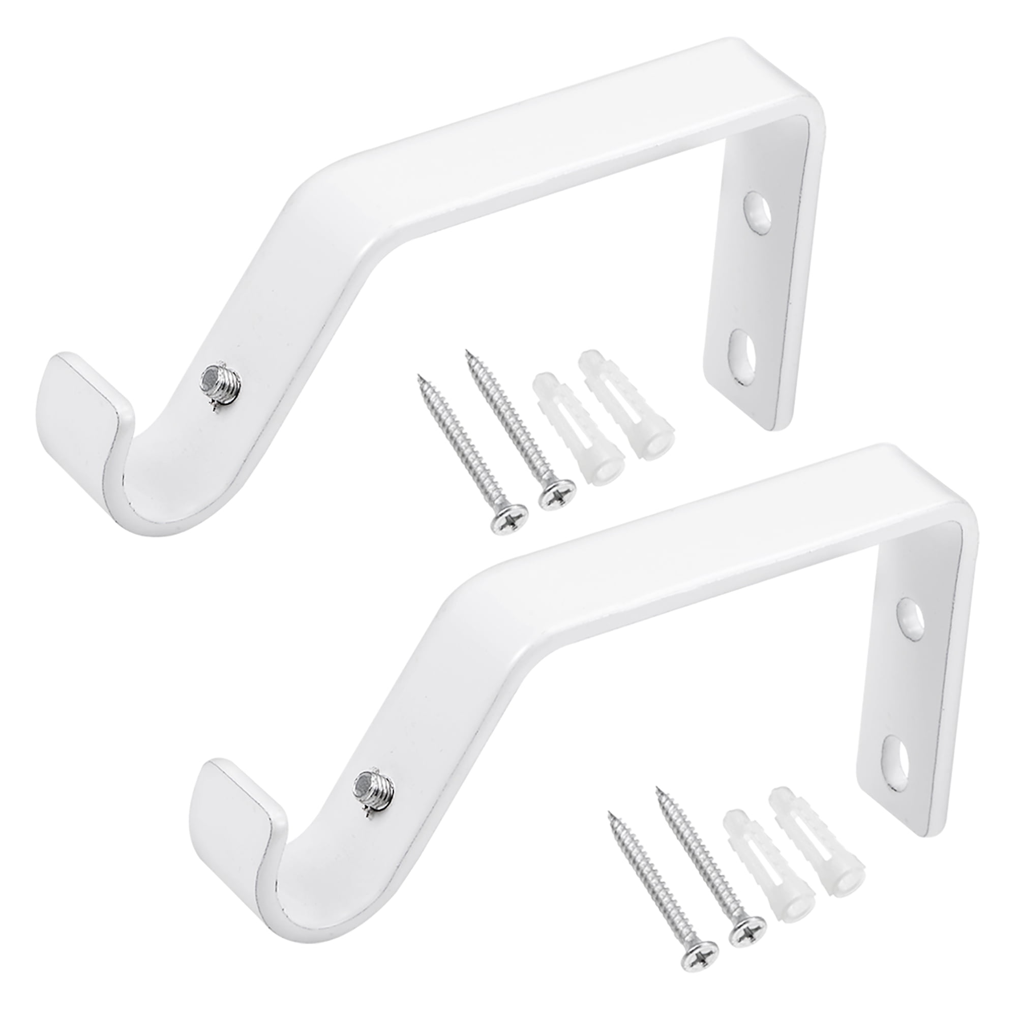 Unique Bargains Curtain Rod Bracket Iron Single Holder Support for 0.63' Drapery Rod 3.9' x 1.93' x 0.59' White 2Pcs