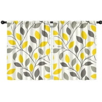 Blackout Kids Curtains,Yellow and Gray Leaves Modern Art Childrens Insulated Curtains Set Of 2,Bedroom Essentials,Toddler Room Decor 42x54in(106x137cm)