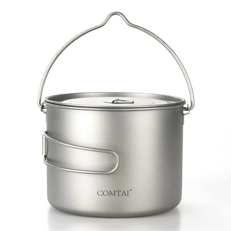 

Titanium Hanging Pot Camping Cookware Tableware Cooking Food Container With Lid
