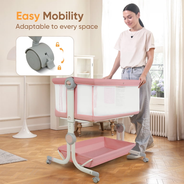 Babyeap 3-in-1 Bassinet Bedside Sleeper, Height Adjustable photo 5