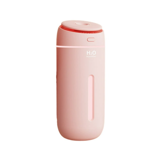 Qualitchoice ABS Air Humidifier Adjustable Breathing Light Sealed 400ml Vehicle Automobile Cylindrical Button Control Home Office Mist Maker Diffuser Pink Type 1