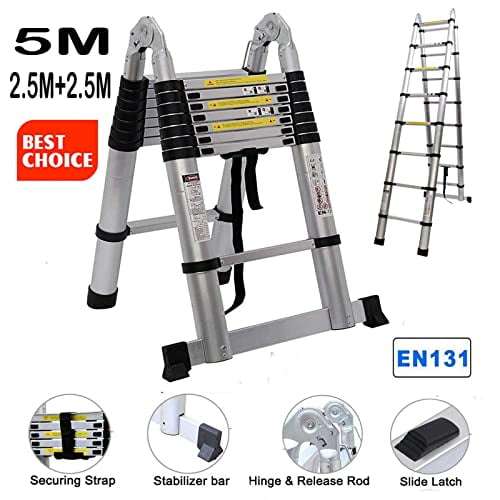 Telescoping Ladder 16ft Extension Ladder A-Frame Ladders for Home with Ladder Stabilizer Multi-Purpose As 8.5ft A-frame   16.5ft Standard Ladder Use for 11-18ft Ceiling Replace Light Bulbs,Max 330lbs