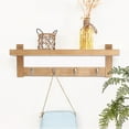 thumbnail image 1 of Gancho de almacenamiento de madera montado en la pared Perchero para porche Estante de toalla para baño Pasillo Sala de estar, 4 ganchos Eigraketly LF000049-01B, 1 of 7