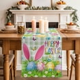 thumbnail image 2 of Table Runner 60 Inches Long for Kitchen Dining, Easter Dresser Scarf Farmhouse, Dining Table Decorations for Wedding/Parties, Spring Easter Eggs Bunny Butterflies Green Plaid 13 x 60 In, 2 of 8