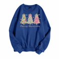 thumbnail image 4 of Fiaer Merry Christmas Womens Sweatshirts Funny Xmas Tree Graphic Plus Size Tops Crew Neck Long Sleeve Comfort Holiday Pullover Blue M, 4 of 4