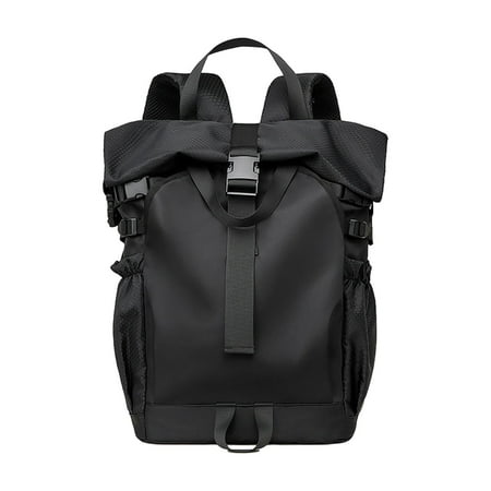 Kuntesetty Roll Lid Backpack Travel Bag Versatile for Women Men Portable Waterproof Gym Bag black