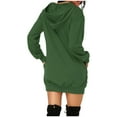 thumbnail image 2 of Women's Hooded Sweatshirt Cotton Long Sleeve Pullover Hoodie Dress Gradient Pockets Lightweight Sweater Top Dress (Medium, Army Green), 2 of 4