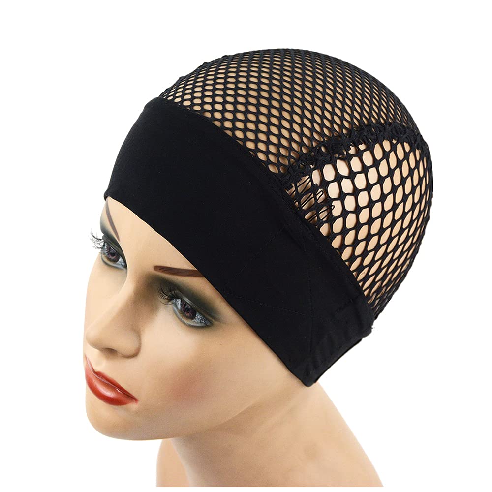 1 pc Black Crochet Wig Cap Headband Wig Cap with Adjustable Headband Big Hole Weaving Wig Base