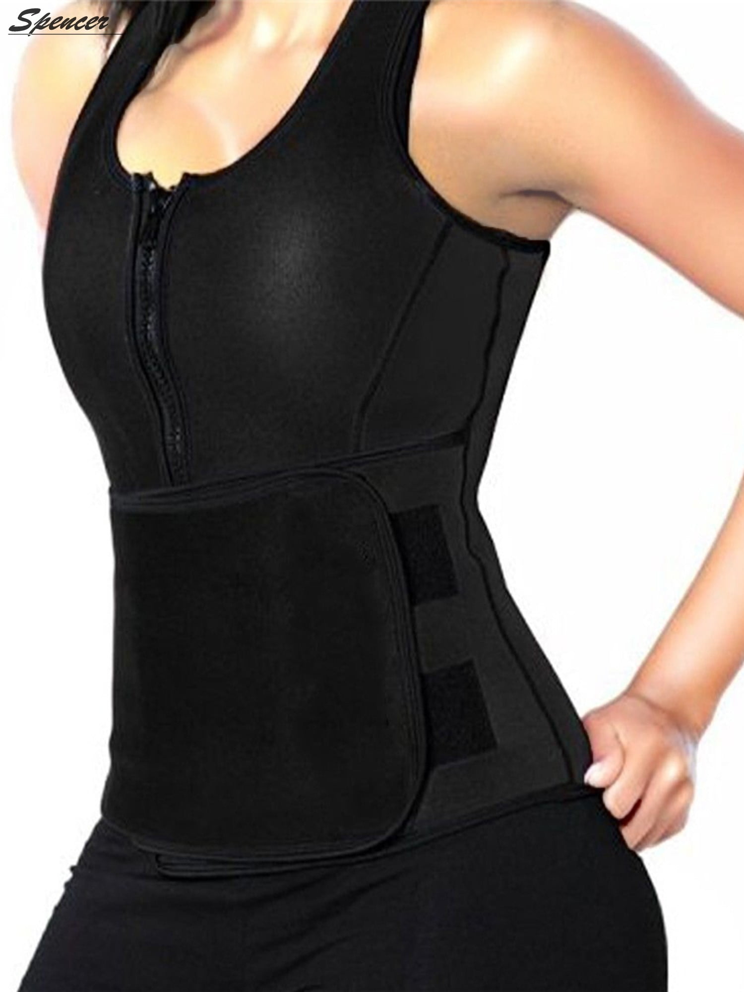 YIANNA Sweat Neoprene Sauna Suit Tank Top Vest with Adjustable Shaper Waist Trainer Belt