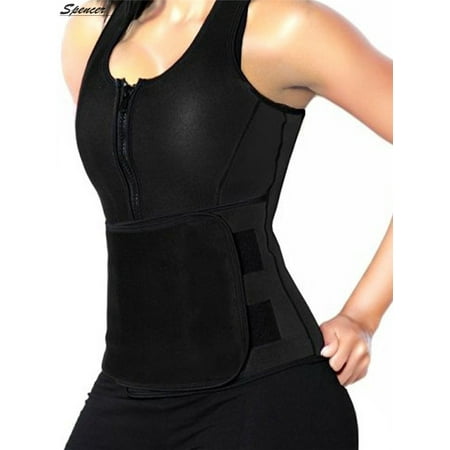 Spencer Womens Neoprene Sauna Suit Waist Trainer Vest with Adjustable Waist Trimmer Corset Zipper Belt Body Shaperwear 