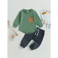 thumbnail image 2 of Toddler Boys 2PCS Pants Sets Long Sleeve Crewneck Tops and Drawstring Pants Sets, 2 of 8