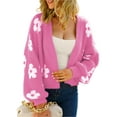thumbnail image 1 of hirigin Women Crochet Cardigan, Flower Pattern Long Balloon Sleeves Open Front Sweater, S/M/L/XL, 1 of 9
