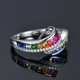 thumbnail image 4 of Hyasfey Women Ring Shiny Rhinestone Inlaid Sparkling Geometric Electroplating Decoration Gift Rainbow Colored Faux Gemstone Party Ring Jewelry for Dating, 4 of 7