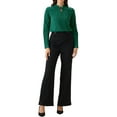 thumbnail image 2 of INSPIRE CHIC Women's Pleated Mock Neck Pearl Decor Elegant Work Blouse Top XS Dark Green, 2 of 6