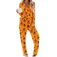 thumbnail image 6 of Edvintorg Matching Lounge Sets for Women Halloween Printed Comfy Sleepwear Button Down Top and Pant Casual Pajamas Plus Size Woman Clothes Orange XXL, 6 of 8