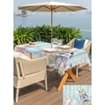 thumbnail image 4 of Easter Bunny Outdoor Tablecloth - 60x120 Inch Rectangle Dining Table Cover, Blue Easter Eggs Spring Floral Teal Wooden Waterproof Outdoor Table Cloth with Umbrella Hole & Zipper for Picnic/Patio, 4 of 7