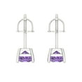 thumbnail image 3 of 14K Solid Gold Screw Back Stud Earrings for Women | 1 cttw Princess Cut Simulated Alexandrite | White Gold, 3 of 4