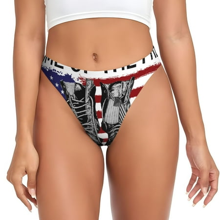 Qokaie Home Of The Free Because Of The Brave Printed Women s Cotton Thong Underwear  Sexy Breathable Panties G-string-Small