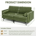 thumbnail image 4 of Costway Modern Loveseat 2-Seat Sofa Couch w/ 2 Bolsters & Side Storage Pocket Army Green, 4 of 10