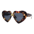 thumbnail image 4 of Womens Oversize Thick Heart Shape Funky Retro Sunglasses Tortoise Black, 4 of 4