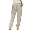 thumbnail image 2 of Jacenvly Pants for Women Bundle Foot Long Elastic Waisted Pocket Plain Women's Pants Fashion Plus Size Casual Solid Elastic Waist Loose Pants, 2 of 6