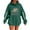 Army Green, variant on Football Season Themed Hooded Sweatshirt for Women - Long Sleeve Pullover Hoodie with Sporty Print, Comfort Fit Casual Wear with Pockets Pink