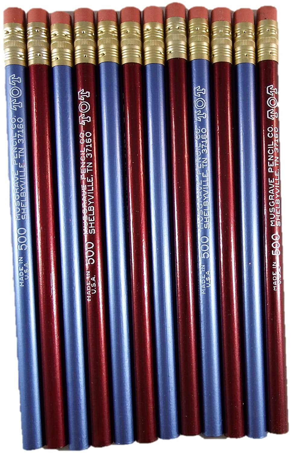 Round Jumbo TOT pencil 10mm Metallic Blue and Red Med Soft Core Package of 12 