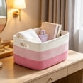thumbnail image 5 of Woven Cotton Linen Storage Basket, Large Decorative Storage Bin, Multi-Purpose Fabric Basket for Laundry, Toys and Books, Handmade Organizer for Home and Nursery, 5 of 7