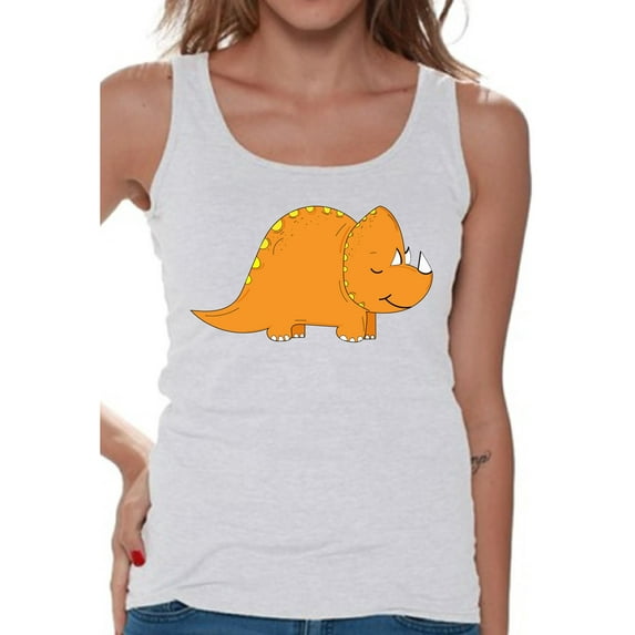 Awkward Styles Dinosaur Tanks Triceratops Shirts for Women Triceratops Tank Top Spirit Animal Shirts for Women Triceratops Outfit Gifts for Her Dinosaur Themed Party Dinosaur Gifts for Women